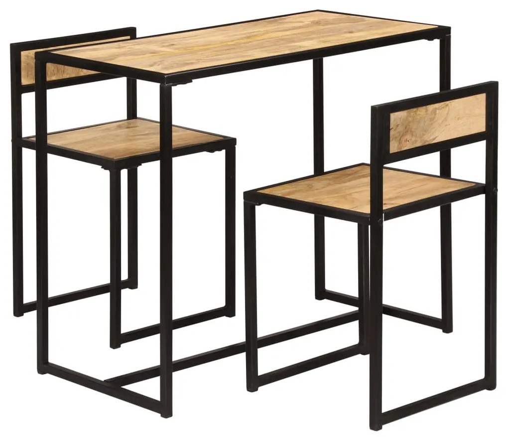 Conjunto de jantar 3 pcs madeira de mangueira maciça