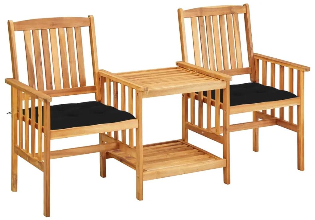 3061297 vidaXL Cadeiras de jardim c/ mesa de centro e almofadões acácia maciça