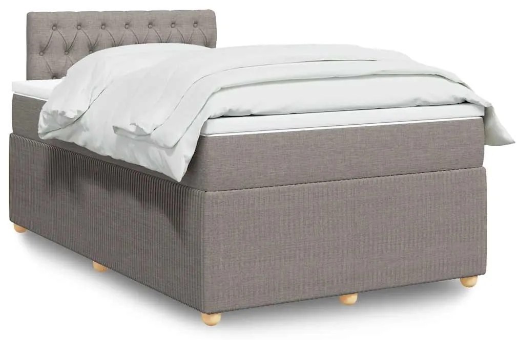 vidaXL Cama com molas/colchão 120x200 cm tecido castanho-acinzentado