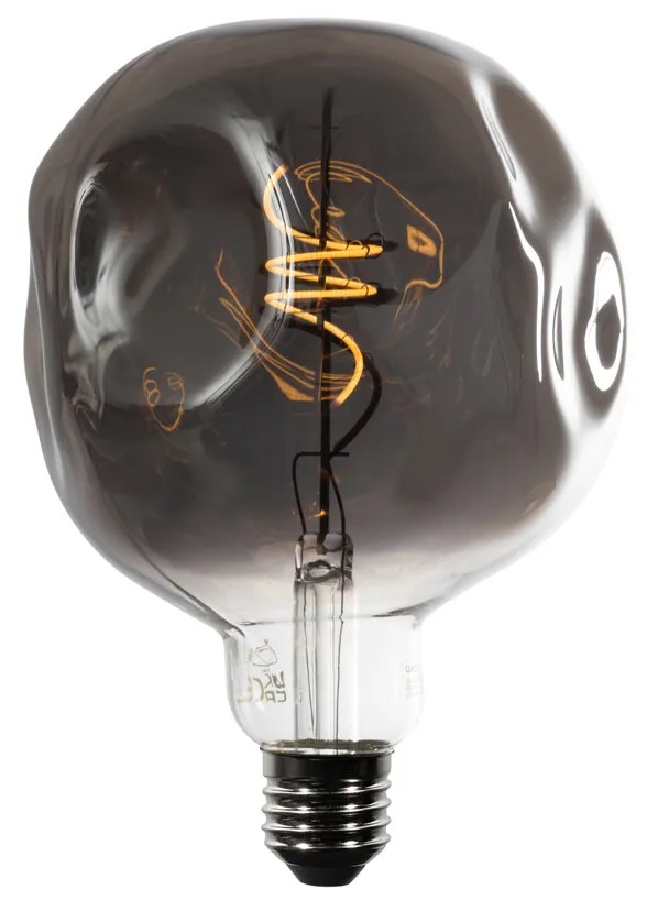 Lâmpada LED E27 regulável com filamento espiral G125 espelhada prata 4W 75 lm 1800K