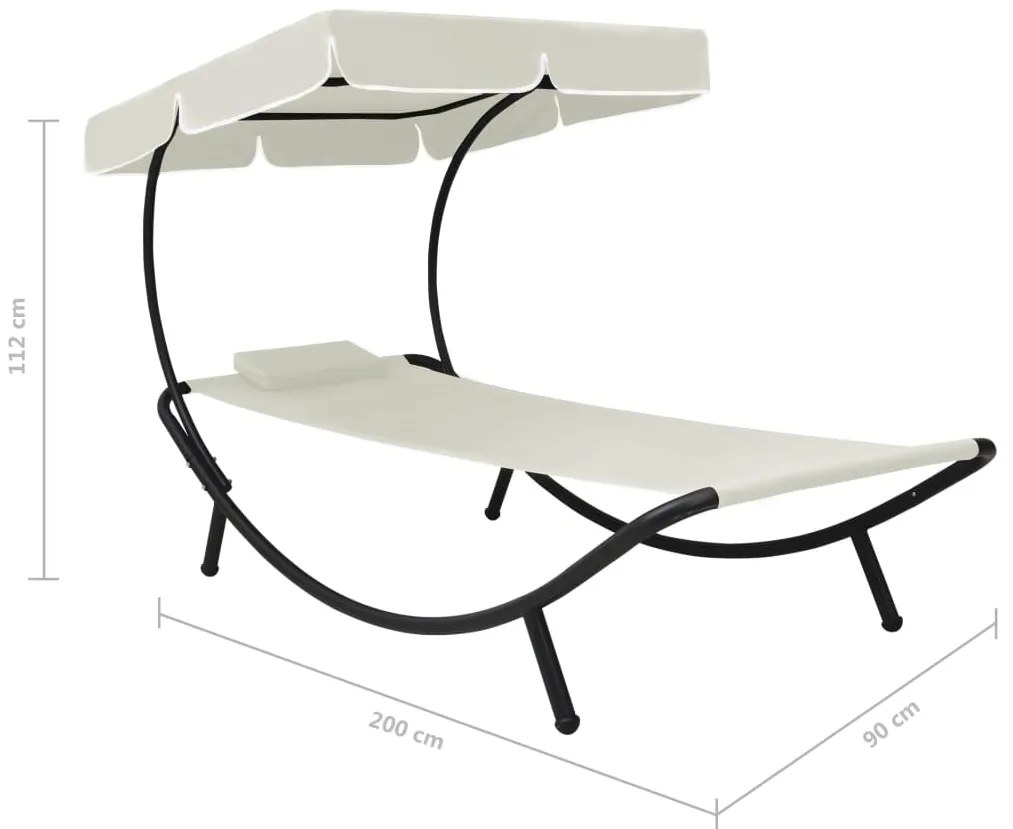 Espreguiçadeira com toldo e almofada branco nata
