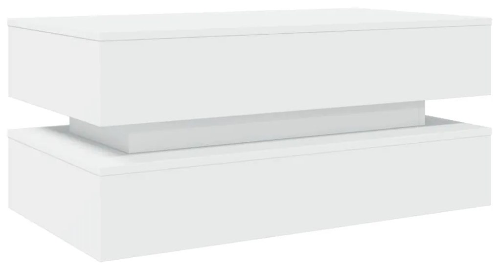 Mesa de centro com luzes LED 90x50x40 cm branco