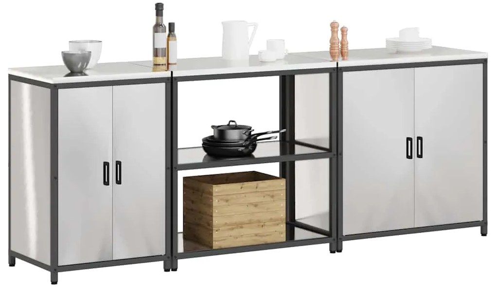 Conjunto de Armazenamento de Cozinha com prateleira Outros 3 pcs Prata