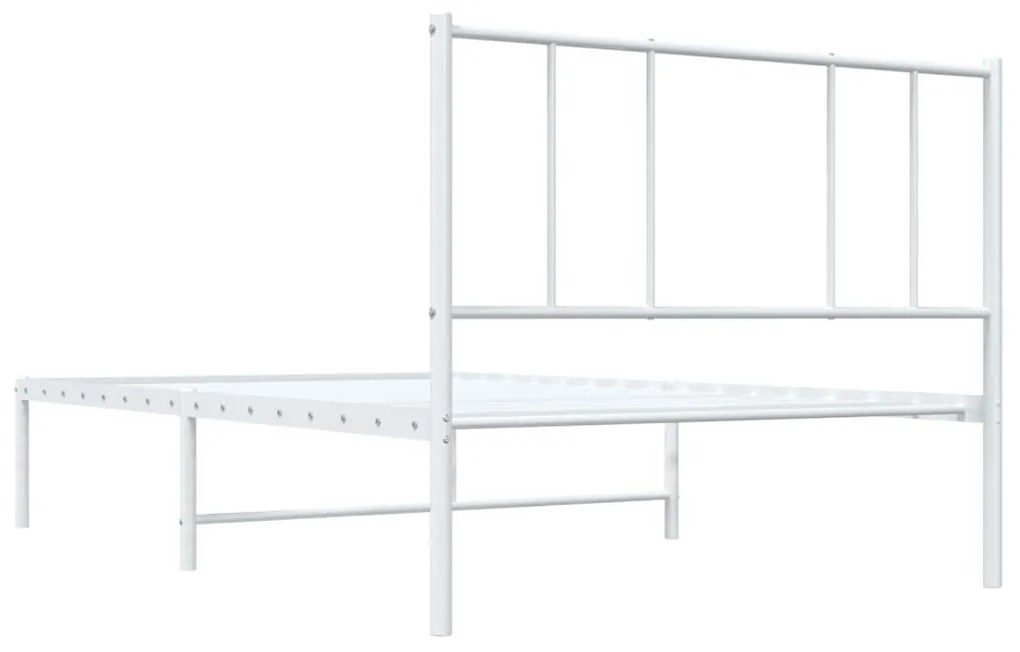 Estrutura de cama com cabeceira 90x190 cm metal branco