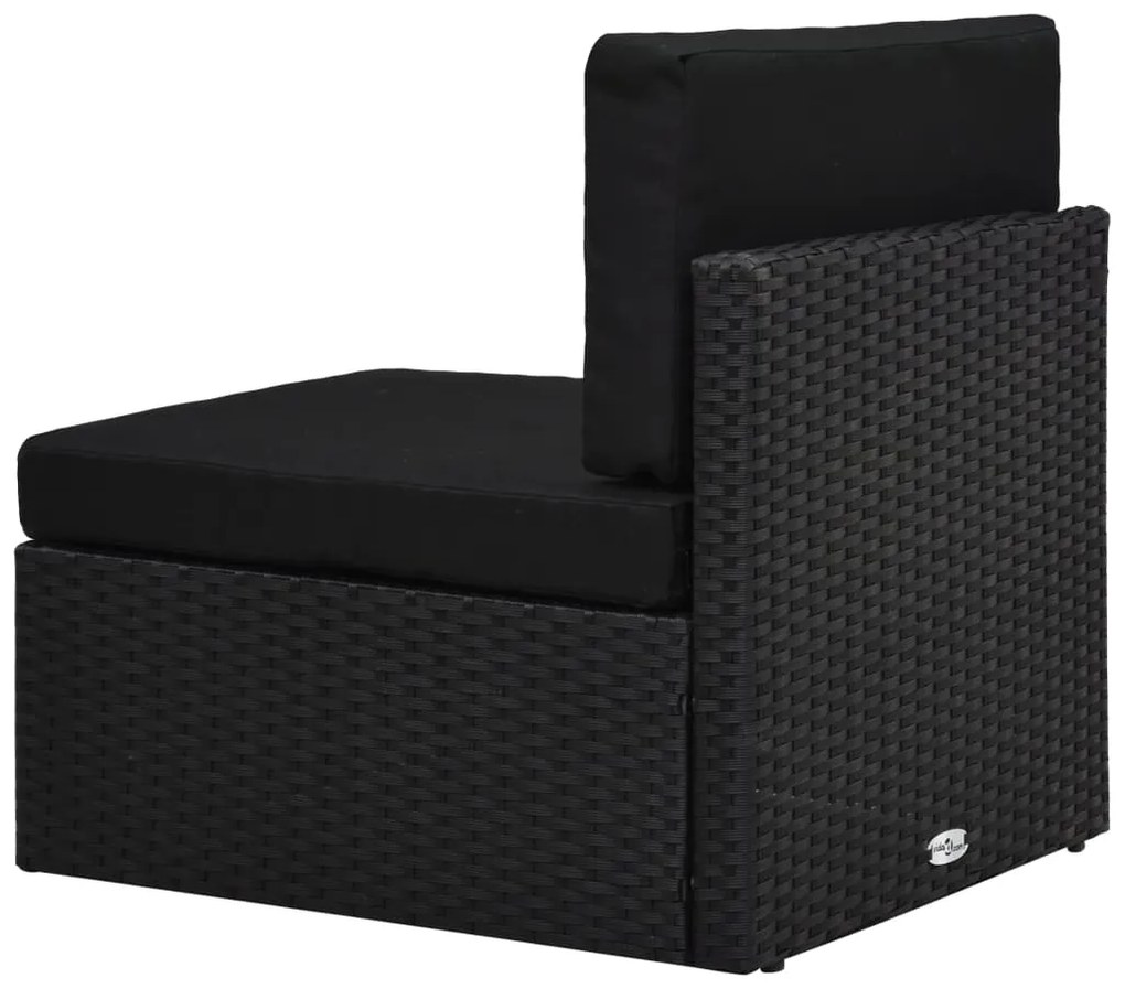 8 pcs conjunto lounge de jardim c/ almofadões vime PE preto