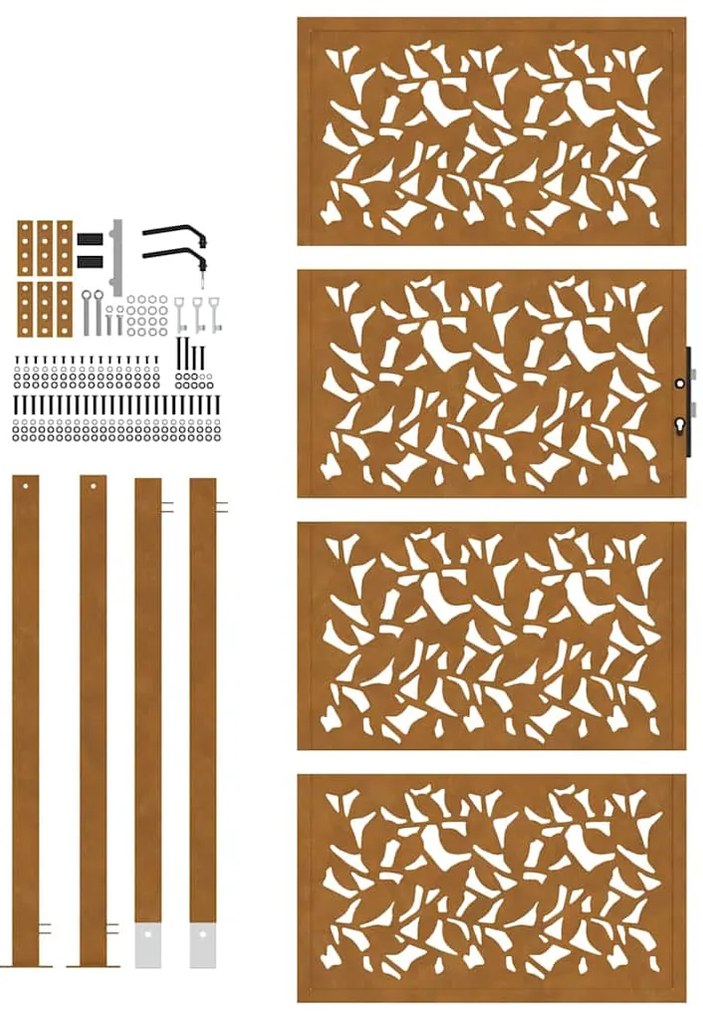 Portão de jardim 105x205 cm design de folha de aço resistente