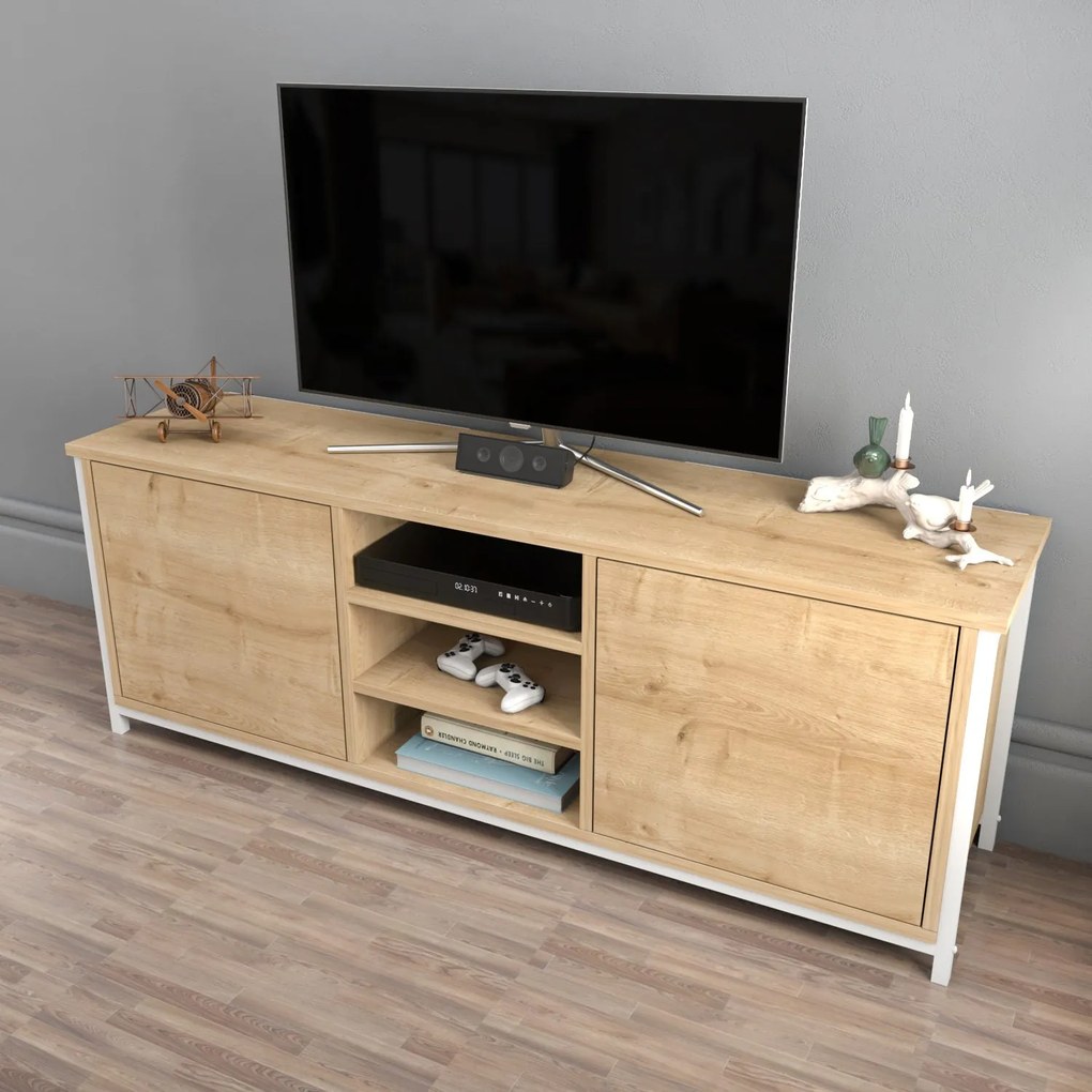 Móvel TV Otis – Branco Carvalho – 140x35,3x50,8 cm