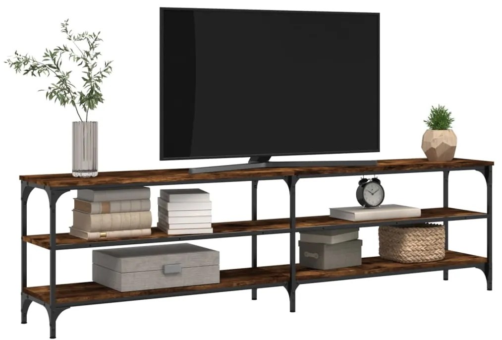 Móvel p/ TV 180x30x50cm derivados madeira/metal carvalho fumado