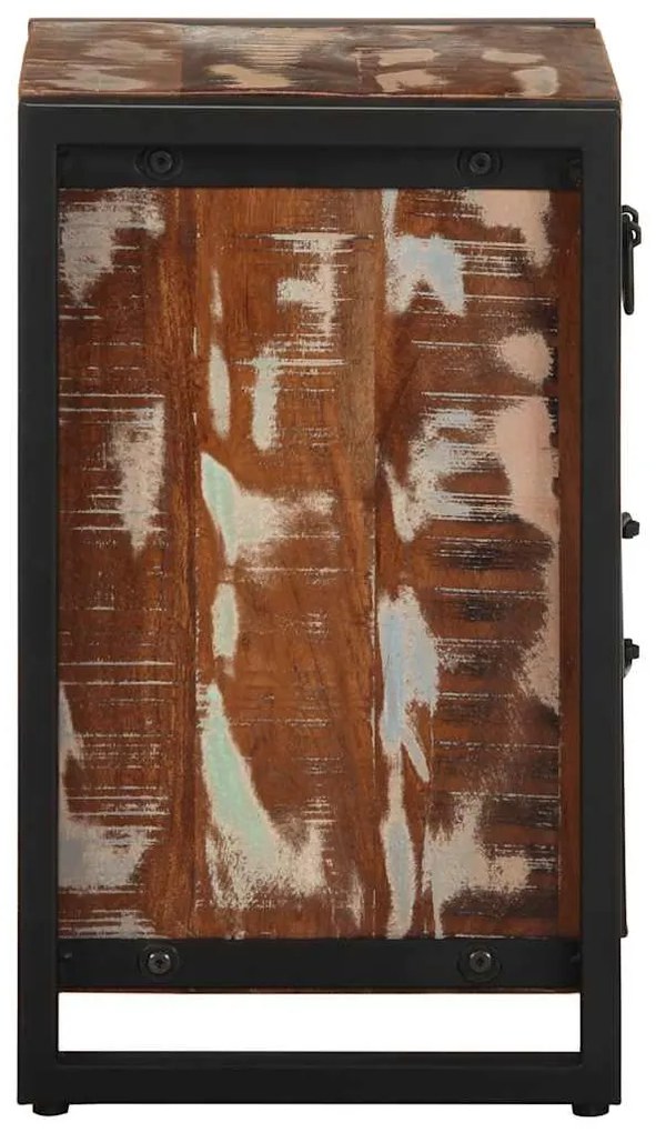 Mesa de cabeceira multicor 40x30x50cm madeira maciça recuperada