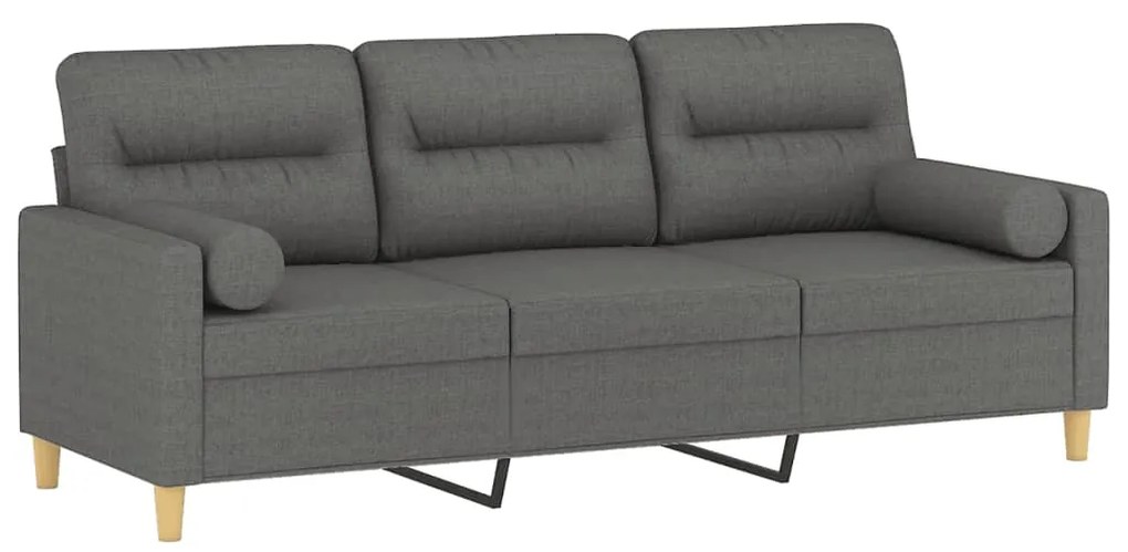 Sofá 3 lugares + almofadas decoração 180 cm tecido cinza-escuro