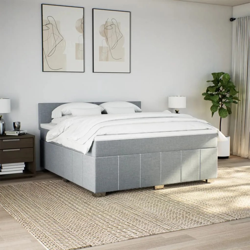 Cama com molas/colchão 180x200 cm tecido cinzento-claro