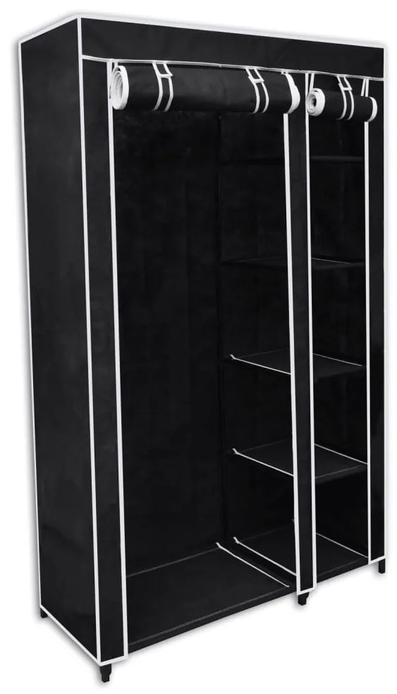 60719 vidaXL Roupeiro dobrável preto 110 x 45 x 175 cm