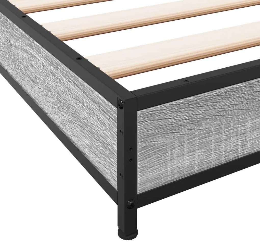 Estrutura cama 100x200 cm derivados madeira/metal cinza sonoma