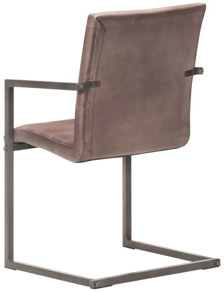 Cadeiras de jantar cantilever 2 pcs couro genuíno castanho