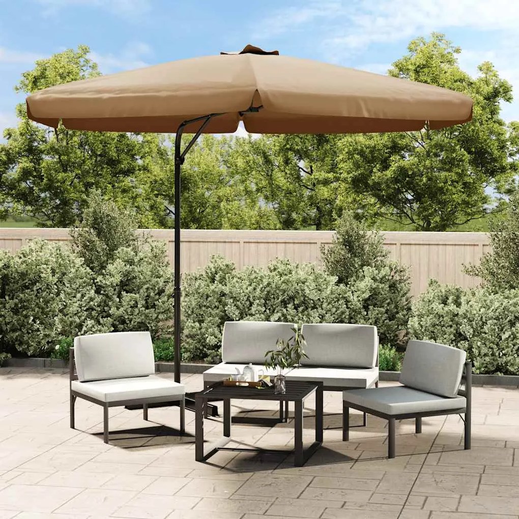 Guarda-sol de jardim c/ poste de aço 300cm cinzento-acastanhado