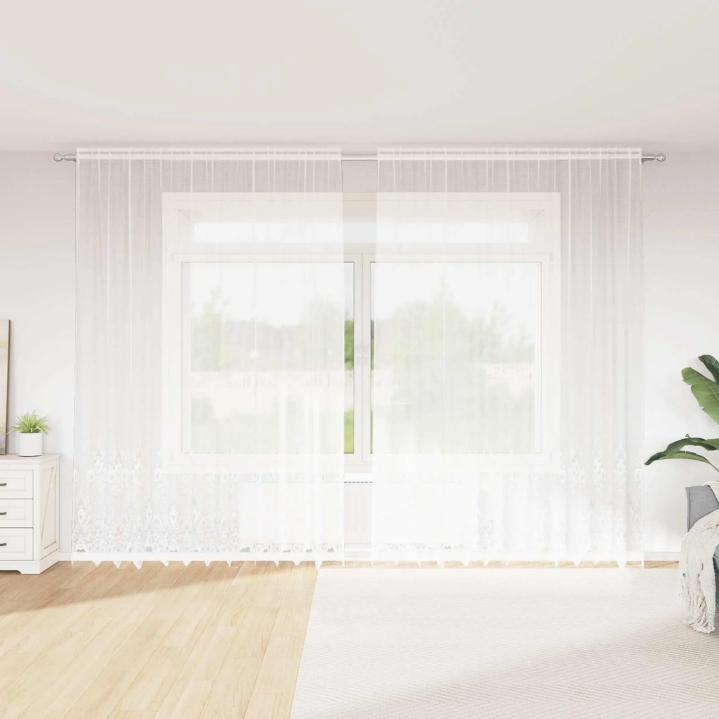 vidaXL Cortina de Renda com cortinas Branco 300 x 300 cm Poliéster
