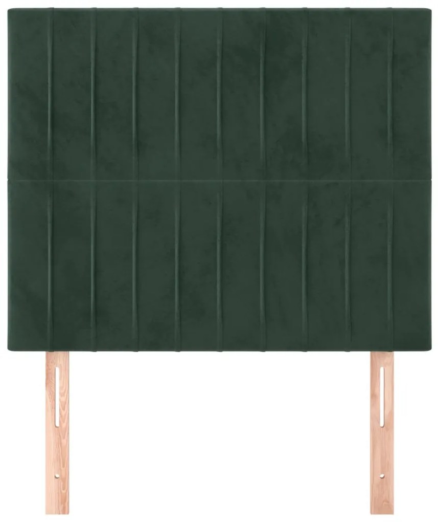 Cabeceira de cama 2 pcs veludo 90x5x78/88 cm verde-escuro