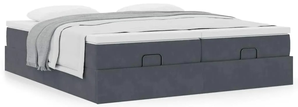 Estrutura cama otomana colchões 180x200 cm cinzento escuro