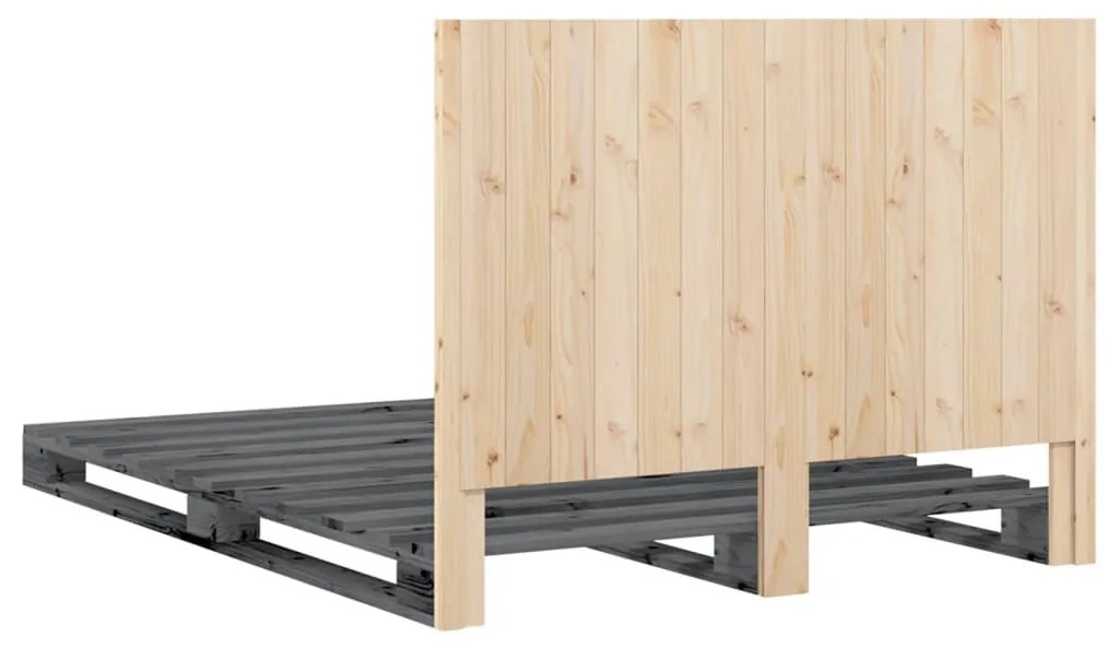 Estrutura de cama com cabeceira 140x200 cm pinho maciço cinza