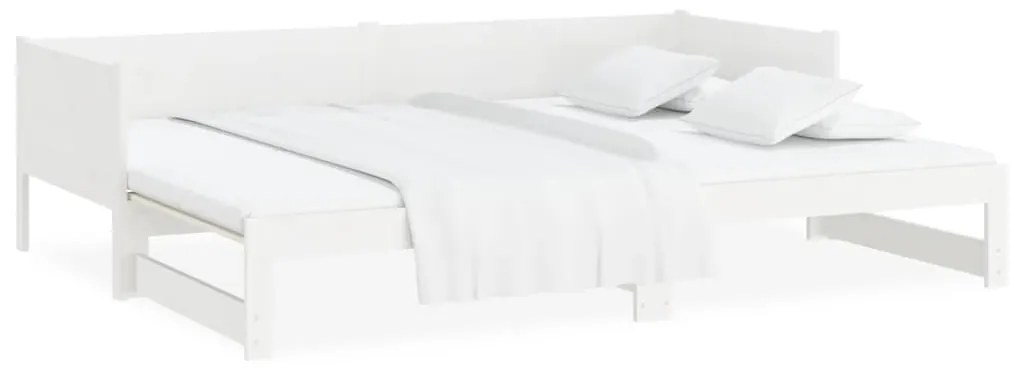 Estrutura sofá-cama de puxar 2x(80x200) cm pinho maciço branco