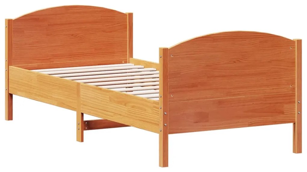 Cama sem colchão 100x200 cm pinho maciço castanho-mel