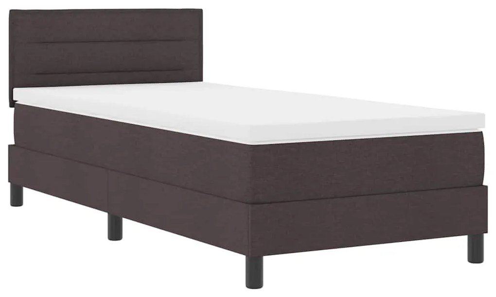 Cama Box com Colchão &amp; LED Marrom Escuro 80x200 cm Tecido