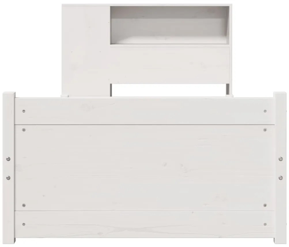 Cama com estante sem colchão 90x200 cm pinho maciço branco