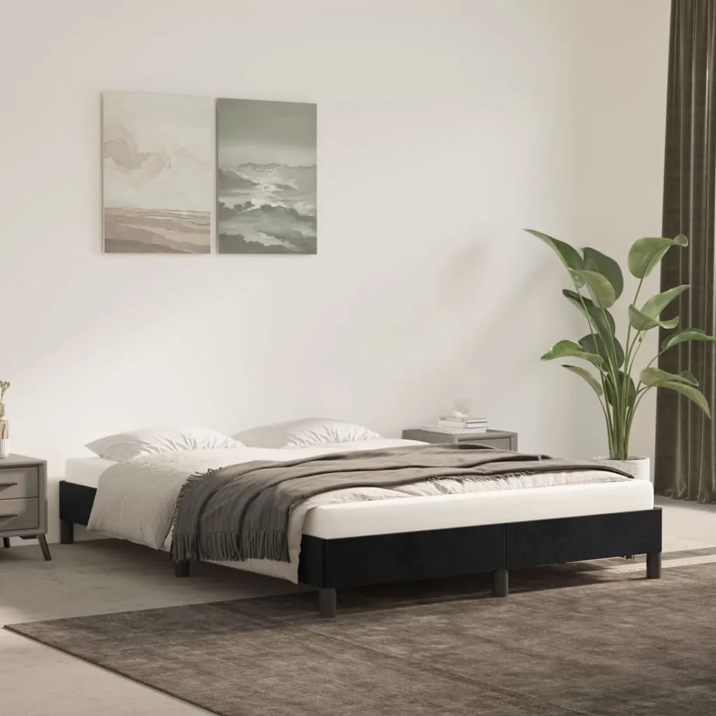 Estrutura de cama sem colchão 140x190 cm veludo preto