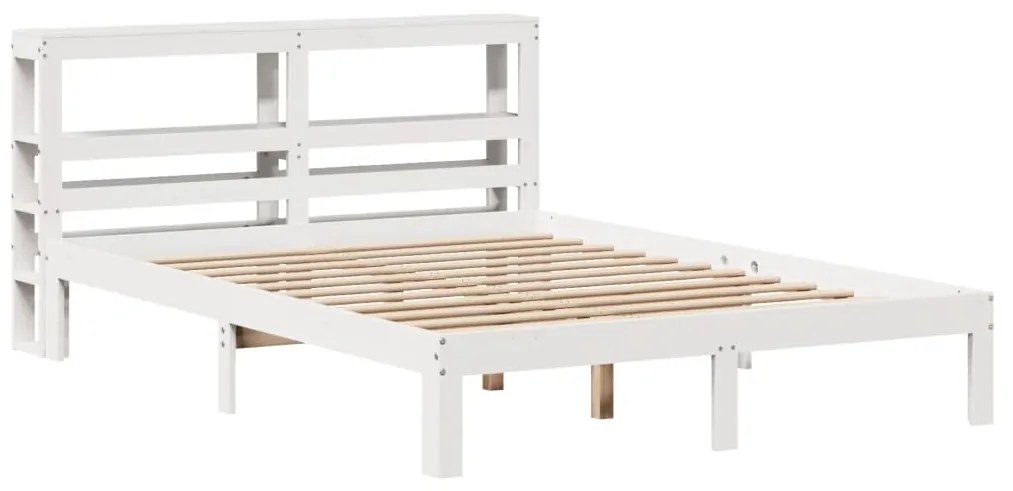 Estrutura de cama com cabeceira 160x200 cm pinho maciço branco