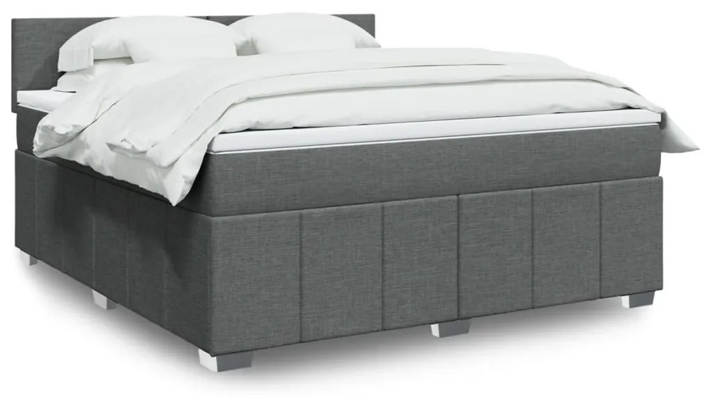vidaXL Cama com molas/colchão 180x200 cm tecido cinzento-escuro