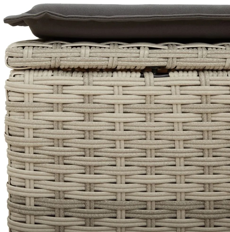 4 pcs conj. sofás jardim c/ almofadões vime PE cinzento-claro