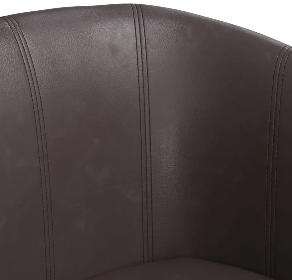 Poltrona com apoio de pés couro artificial castanho