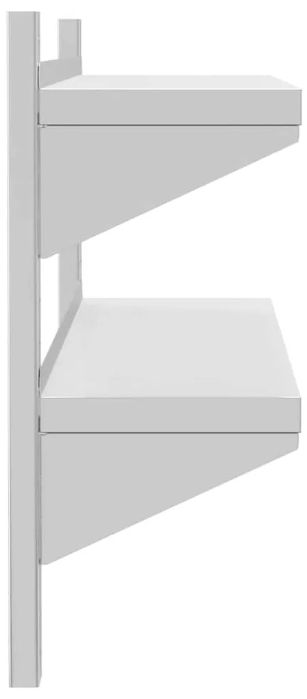 Estante parede 2 prateleiras 100x23,5x60cm aço inoxidável prata