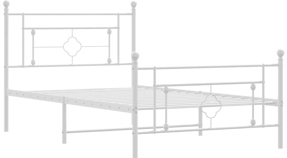 Estrutura de cama com cabeceira e pés 107x203 cm metal branco