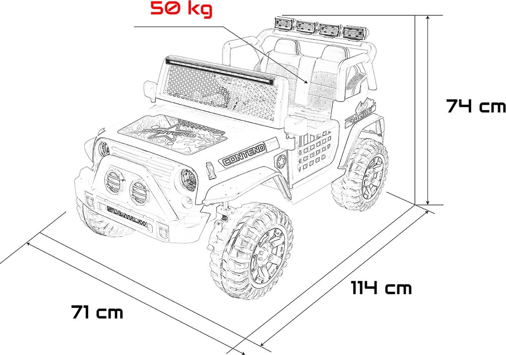 Jipe elétrico para Crianças 12V Jeep BEAST 4x4, Rodas de espuma EVA, Assento Couro ecológico Preto