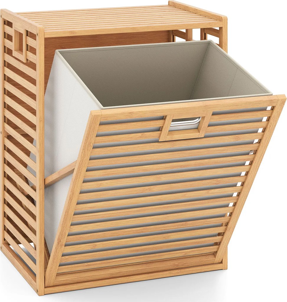 Cesto para Roupa Suja, 50 x 35 x 64 cm, Abertura Frontal, Cor Nogueira