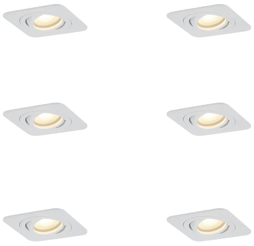 Conjunto de 6 focos embutidos redondos brancos GU10 50mm giratórios e inclináveis IP44 - Alberto Moderno