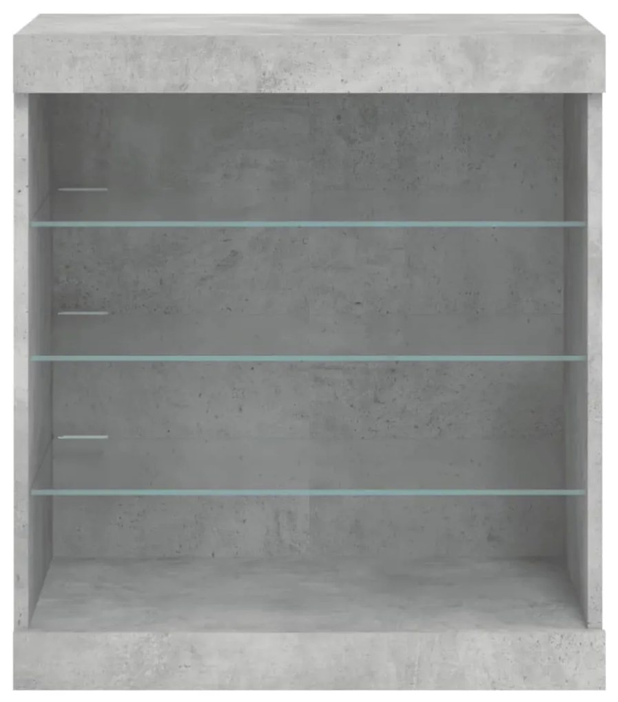 Aparador com luzes LED 60,5x37x67 cm cinzento cimento