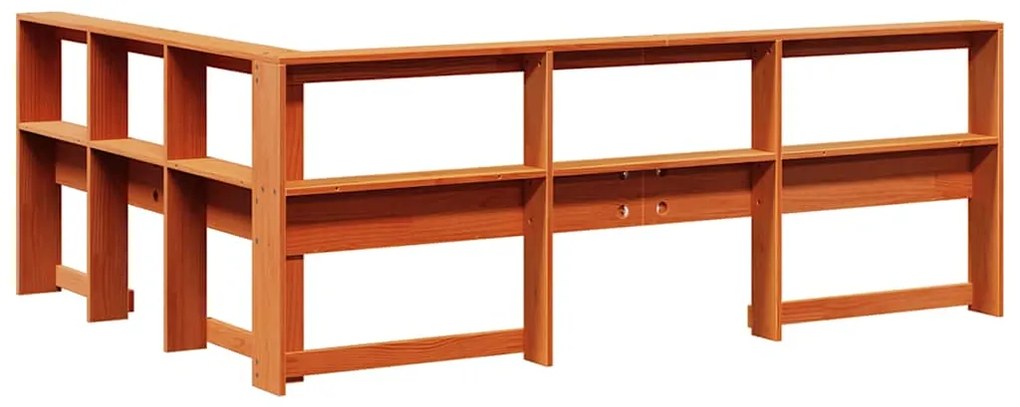 Estante cabeceira forma de L 140 cm pinho maciço castanho-mel