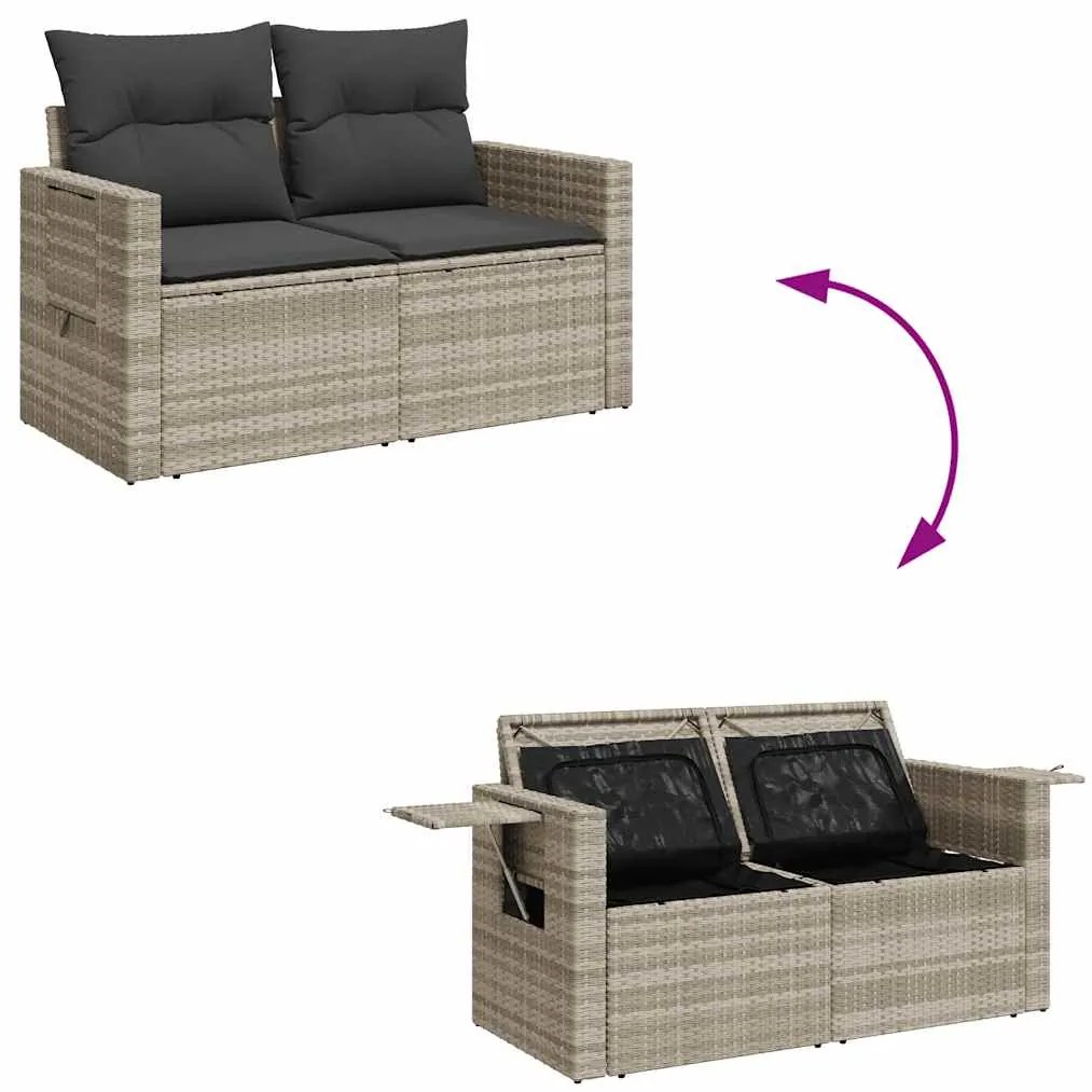 6 pcs conj. sofás jardim com almofadões vime PE cinzento-claro