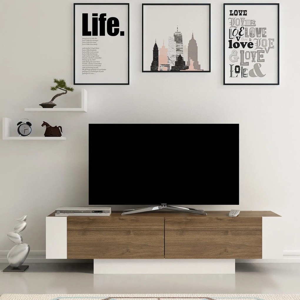 Móvel TV Matera – Nogueira e Branco – 150 x 41,6 x 31,5 cm
