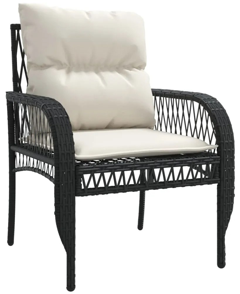 4 pcs conjunto de sofás para jardim c/ almofadões vime PE preto