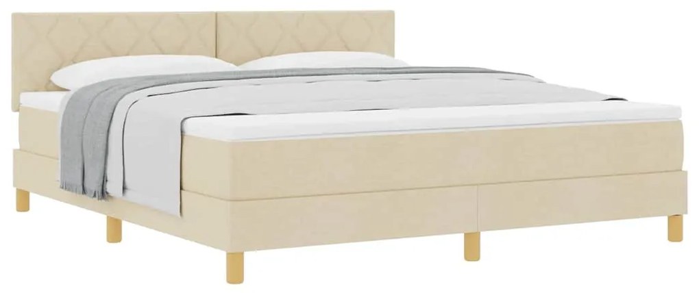 Cama Box Spring com Colchão Creme 180x200 cm Tecido