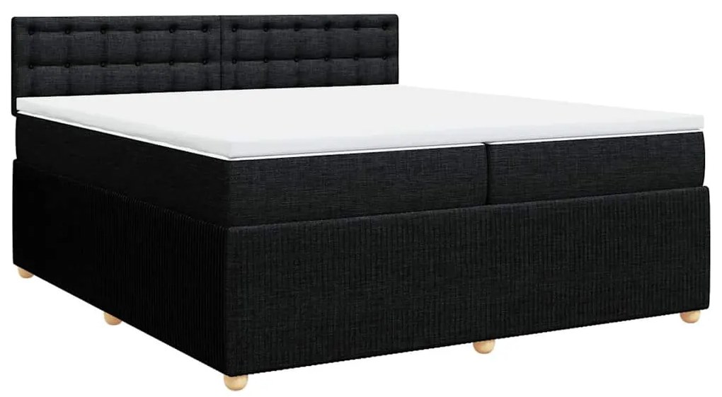 Cama com molas/colchão 200x200 cm tecido preto