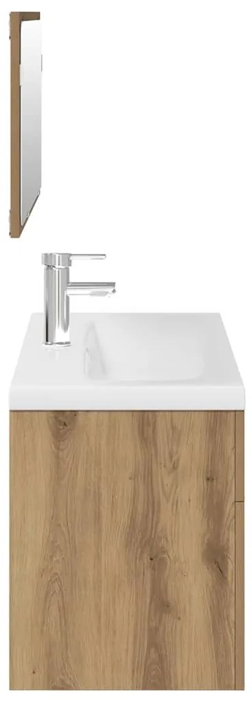 3 pcs móveis de casa de banho deriv. madeira carvalho artisiano