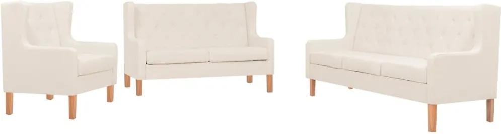 Conjunto de sofás 3 pcs tecido branco nata