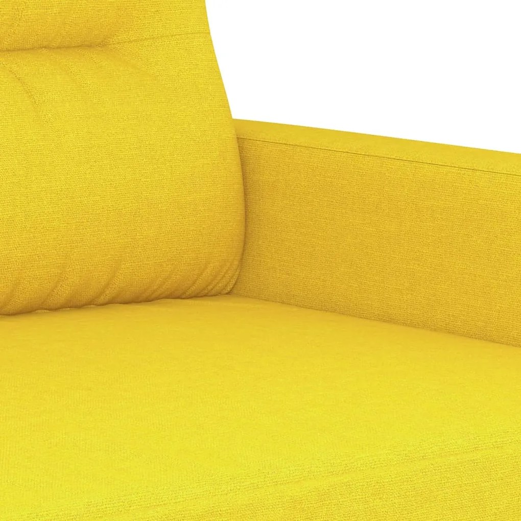 4 pcs conjunto de sofás com almofadões tecido amarelo-claro