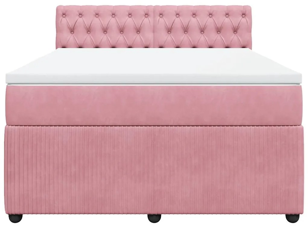 Cama com molas/colchão 140x190 cm veludo rosa