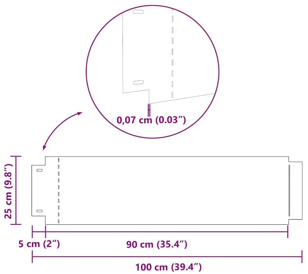 Bordas de Grama vidaXL 30 pcs 25x100 cm Aço Galvanizado Flexível