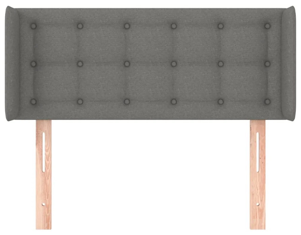 Cabeceira de cama c/ abas tecido 83x16x78/88 cm cinzento-escuro